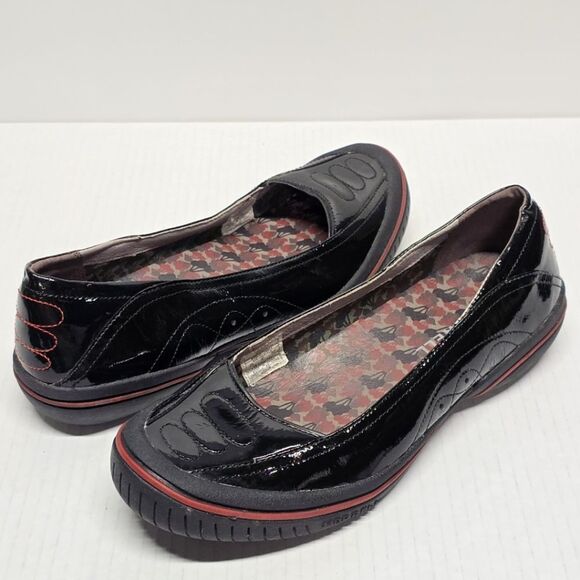 MERRELL Luna Sport Slip-on Black Patent Leather Sporty Ballet Flats SZ 8.5 - Picture 1 of 7